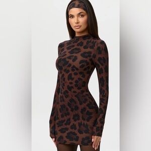 Naked Wardrobe Brown and Black Animal Print Dress